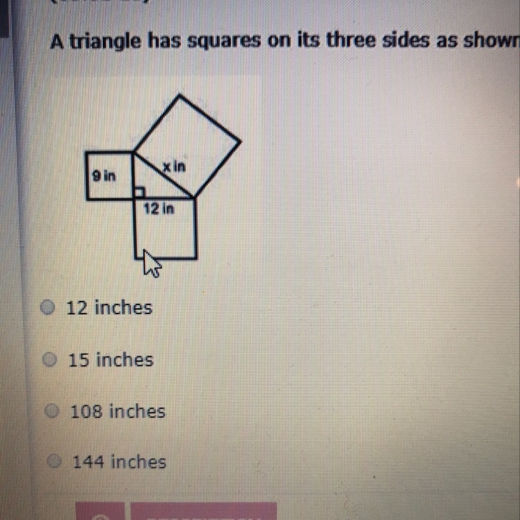 A triangle has a square on its three sides as shown below. What is the value of x-example-1