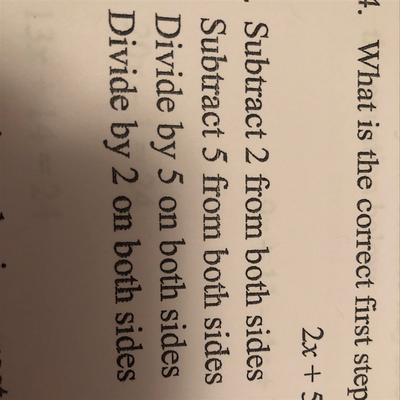 What is the correct first step in solving the following equation?-example-1