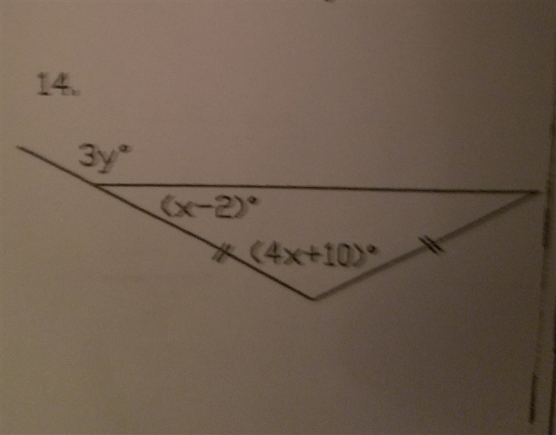 Write equation and solve for x and y look at picture and help me solve pls-example-1