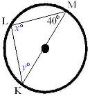 Find the value of each variable and the measure of arc LM. The diagram is not drawn-example-1