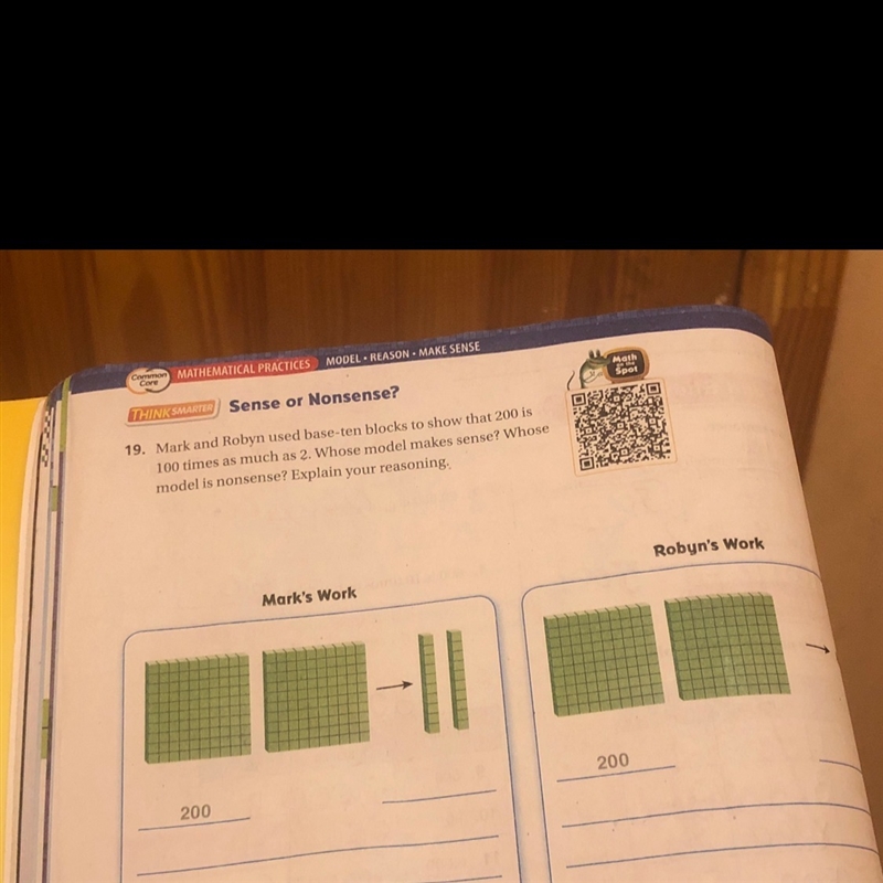 Mark and Robyn used based-ten blocks to show that 200 is 100 times as much as 2. Whose-example-1