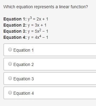 Which equation represents a linear function?-example-1