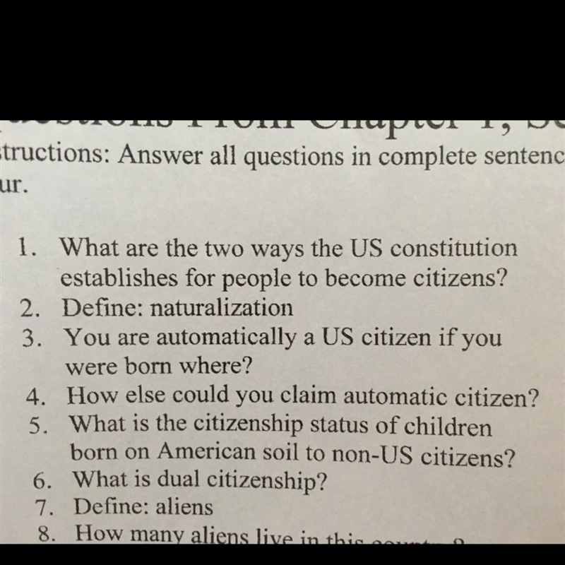 What are two ways the U.S establishes people to become a citizen? (PLZ HELP)-example-1