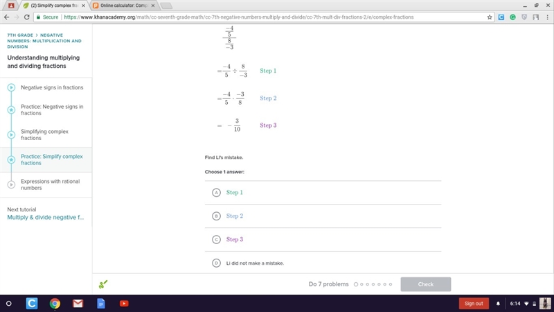 Which step is wrong, Step 1, Step 2, Step 3 or Li didn't make a mistake-example-1