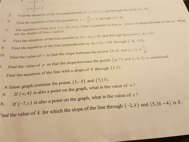 a linear graph contains the points (3,-5) and (7, 11) if (-7, C) is also a point on-example-1