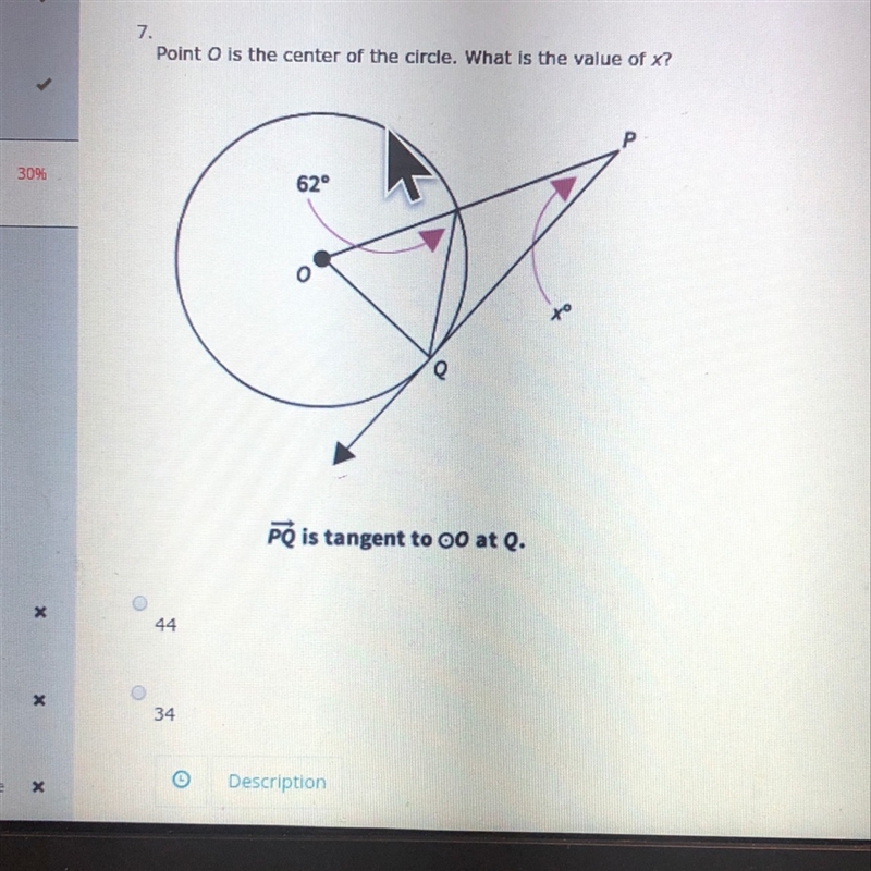 Point O is the center of the circle. what is the value of x?-example-1