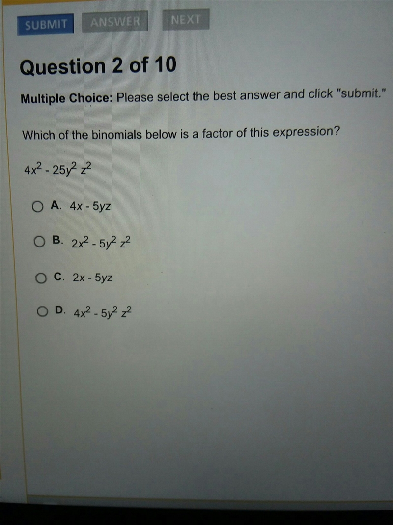 Which of the binomial below is a factor of this expression-example-1