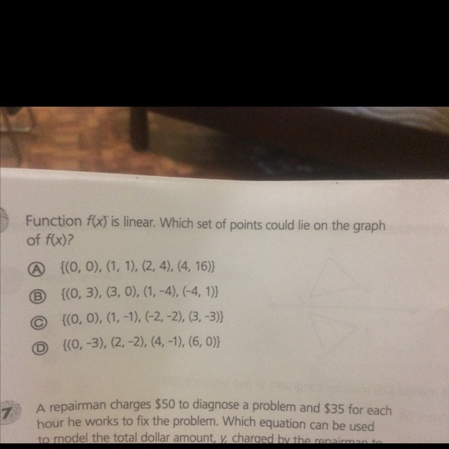 Which set of points could lie on the graph of f(x)-example-1