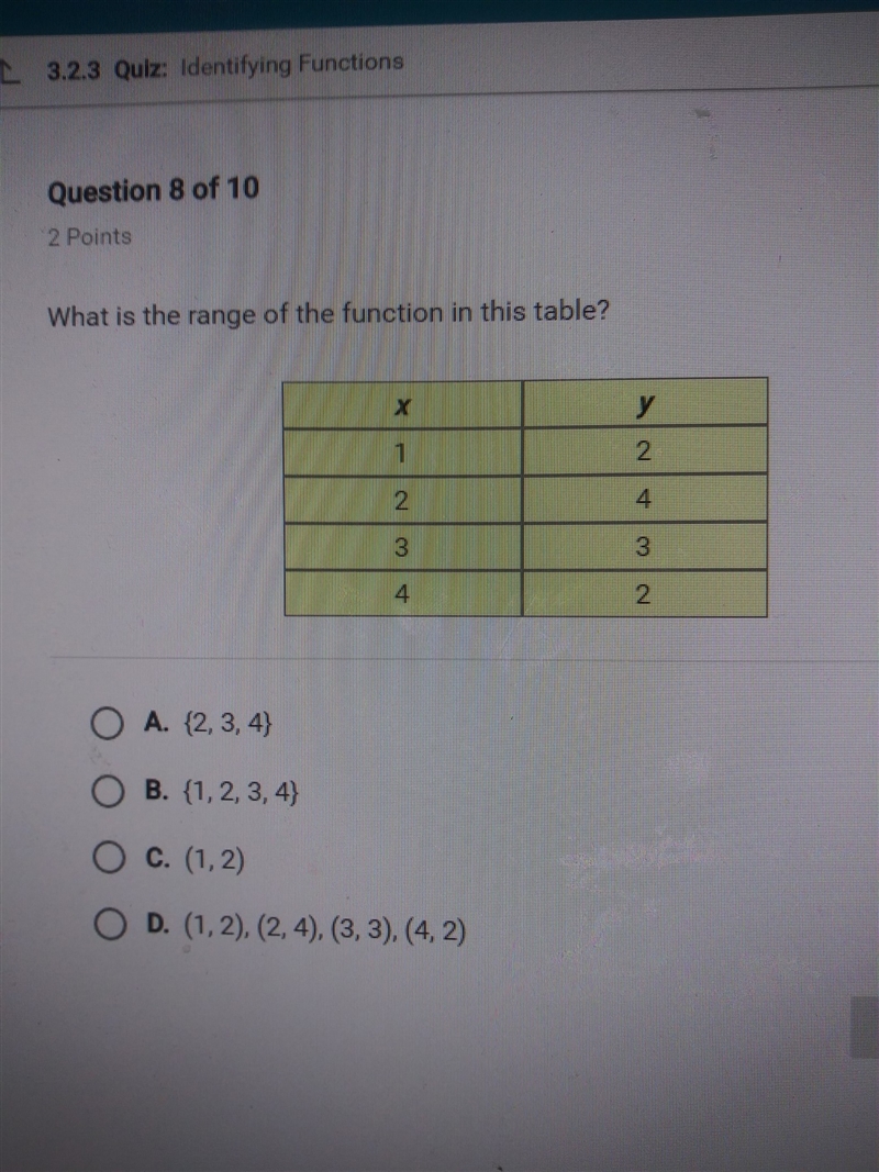 What is the range if the function in this table?-example-1