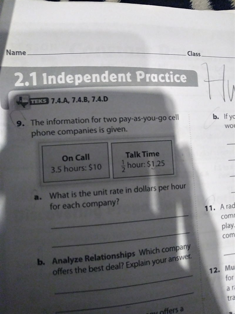 3.5 hours:$10 1/2 hour:$1.25. What is the unit rate in dollars per hour for each company-example-1