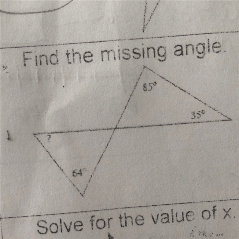 Find the missing angle please!!-example-1