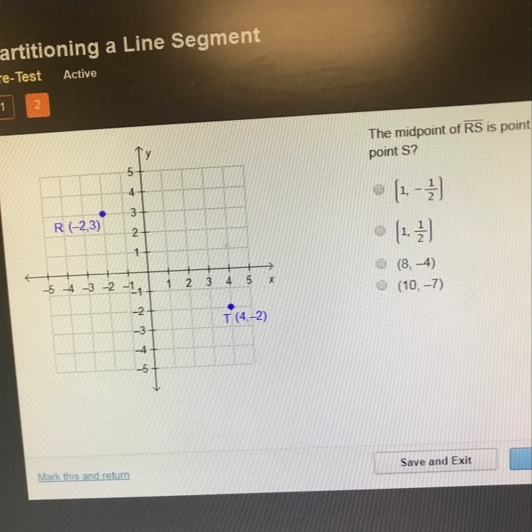 The midpoint of RS is point T what are the coordinates of Point S ? help-example-1