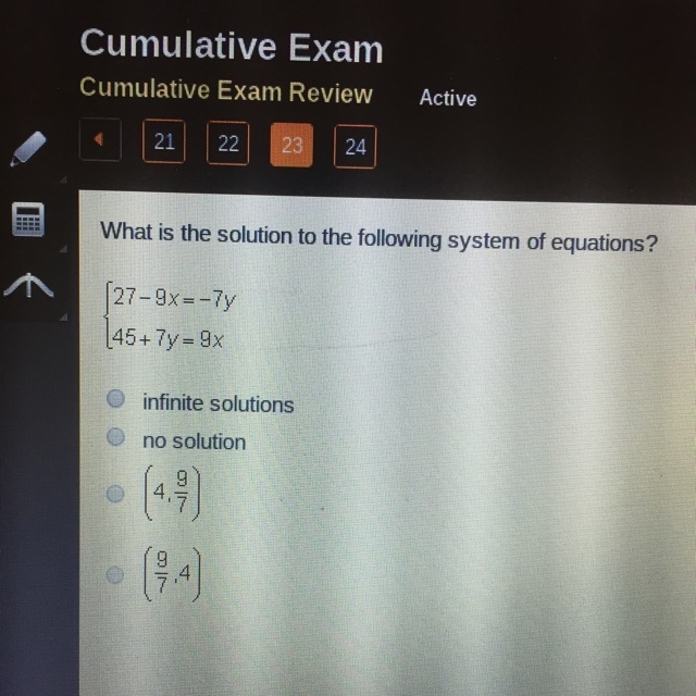 What is the solution to the following system of equations?-example-1