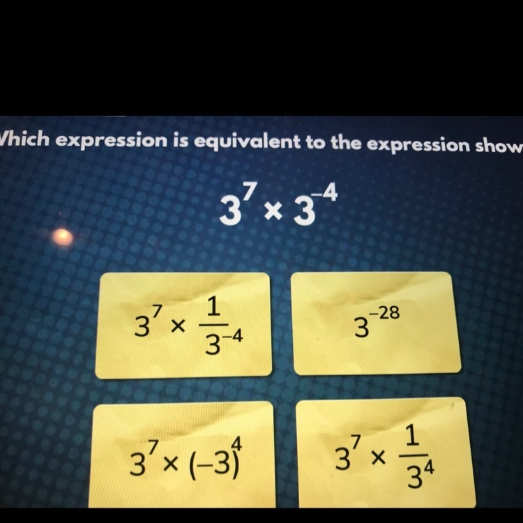 Which expression is equivalent to the expression shown?-example-1