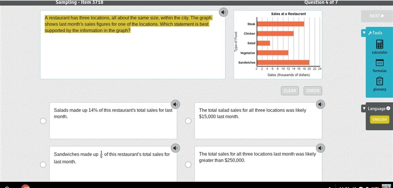 A restaurant has three locations, all about the same size, within the city. The graph-example-1