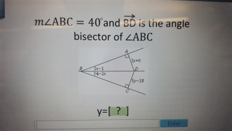 Angle Bisector Solve for Y-example-1