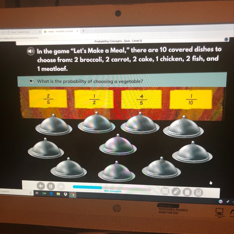 What is the probability of choosing a vegetable-example-1