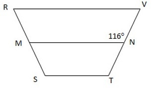 RSTV is an isosceles trapezoid with bases RV and ST and MN || RV. Find the m<SRV-example-1