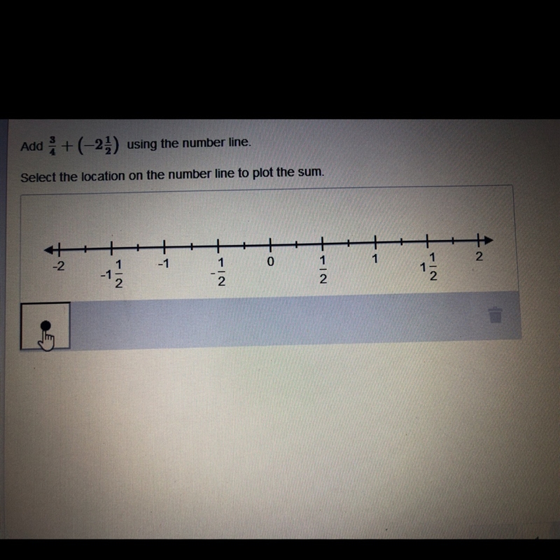 Add 3/4 + (2 1/2) using the number line-example-1