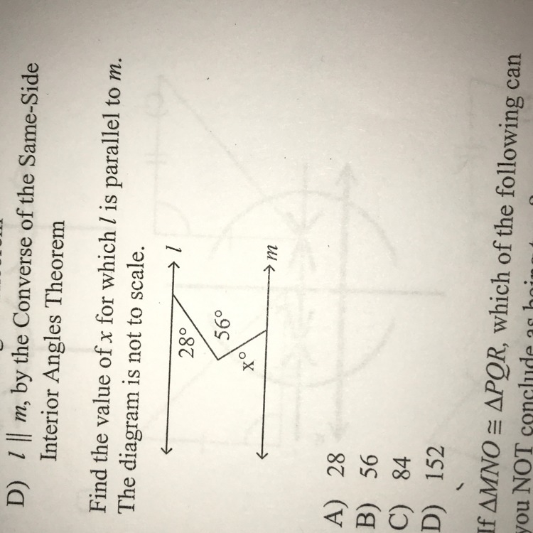 Find the value of x for which l is parallel to m-example-1