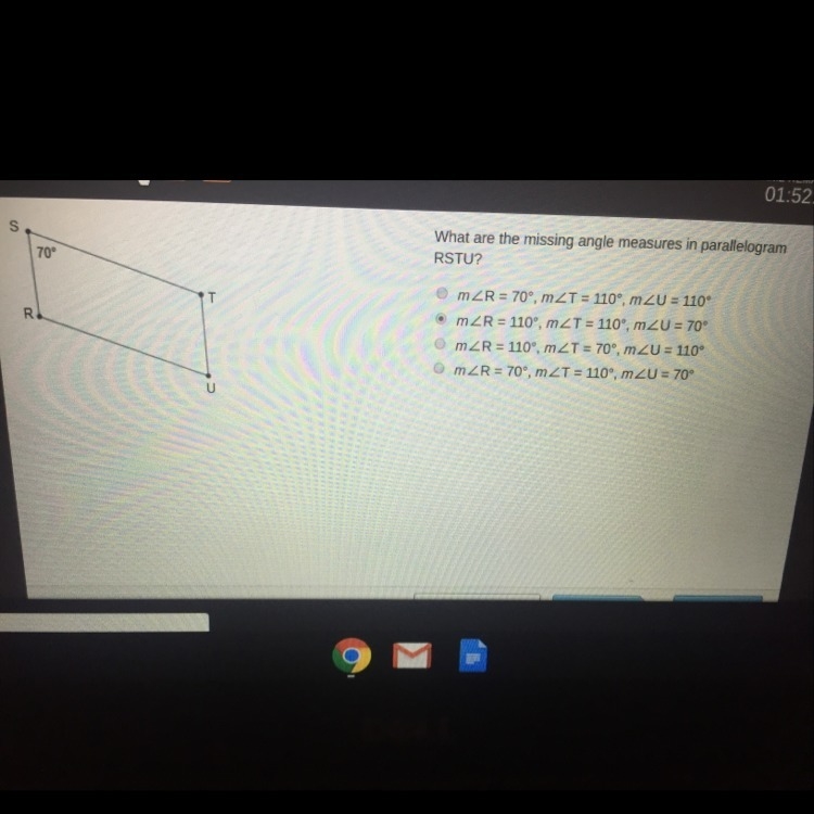 What is the missing angle measure in parallelogram RSTU?-example-1