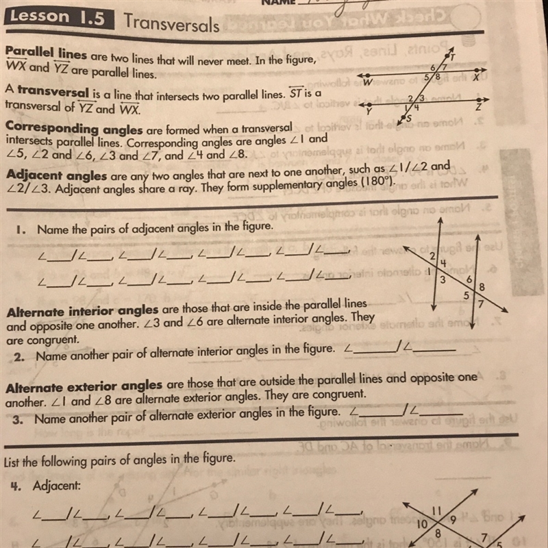 Name the pairs of adjacent angel in figure-example-1