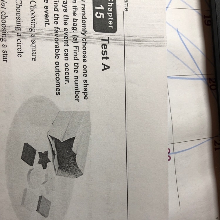 You randomly choose one shape gram a bag. Find the number of ways the event can occur-example-1