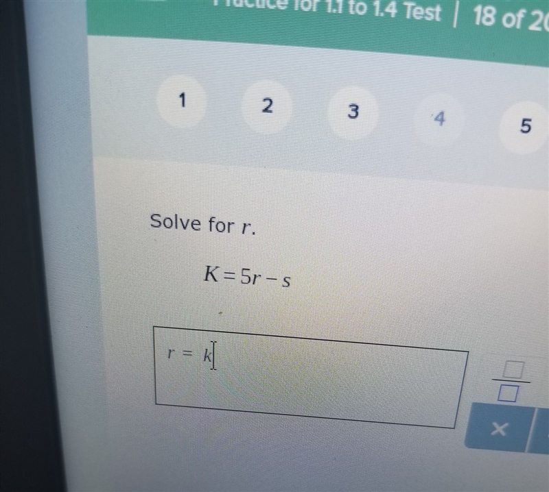 K=5r-s you are solving for r-example-1