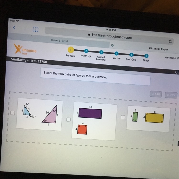 Select the two pairs of figures are similar-example-1