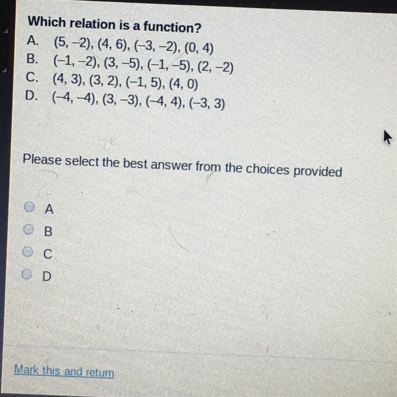 PLS HELP! Which relation is a function ?-example-1