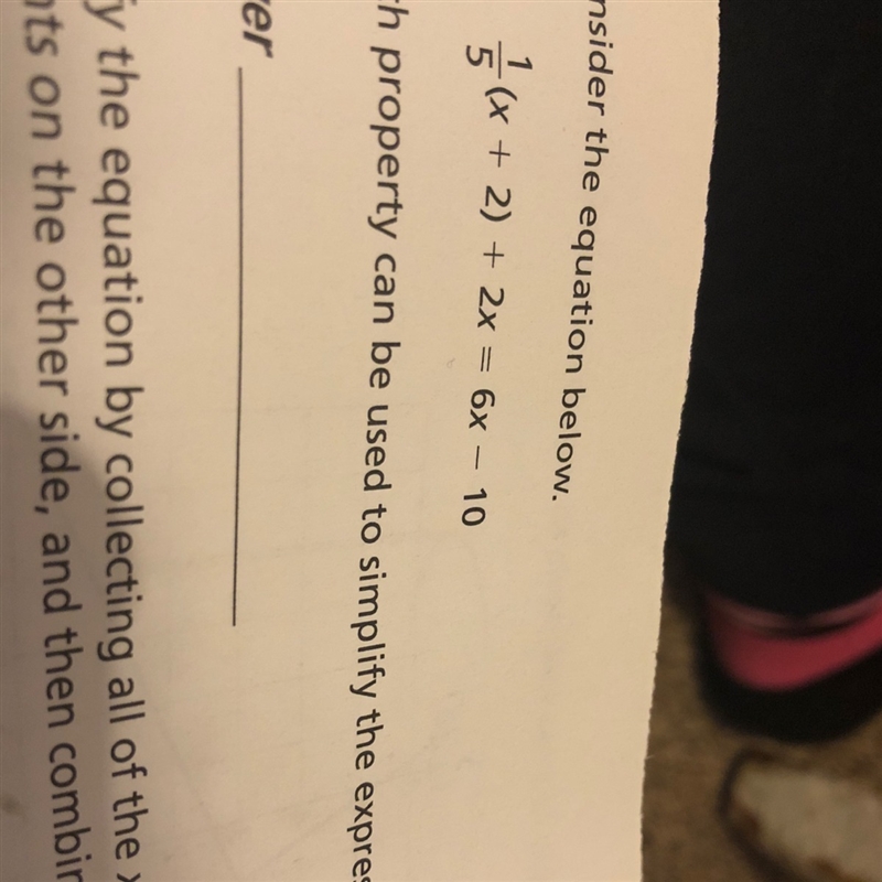 Consider the equation below. Which property can be used to simplify the expression-example-1