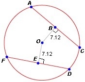 Which of the following best describes the relationship between the chords AC and FD-example-1