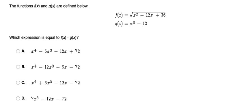 The functions f(x) and g(x) are defined below. Which expression is equal to f(x) · g-example-1