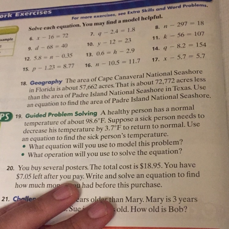 I need to know what the equation would be for number 18-example-1