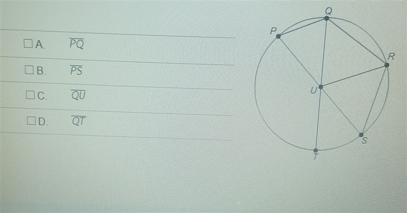 Which line segments are diameters of circle U? choose all answers that are correct-example-1