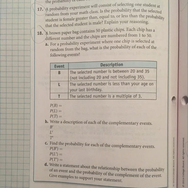 A probability experiment will consist of selecting one student at random from your-example-1