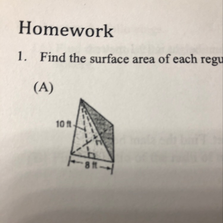 Find the surface area of each regular pyramid. Round to the nearest tenth if necessary-example-1