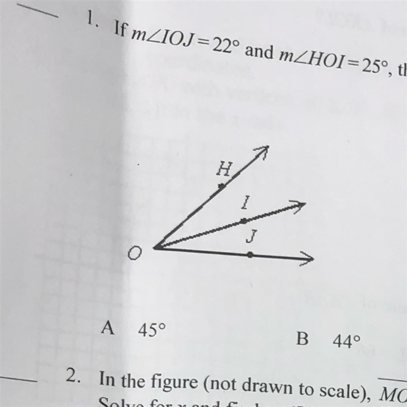 If m A. 45 degrees B. 44 degrees C. 52 degrees D. 47 degrees-example-1