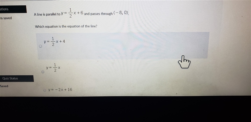 Please help me with this algebra 2 question the last answer choice is Y=-2x-example-1