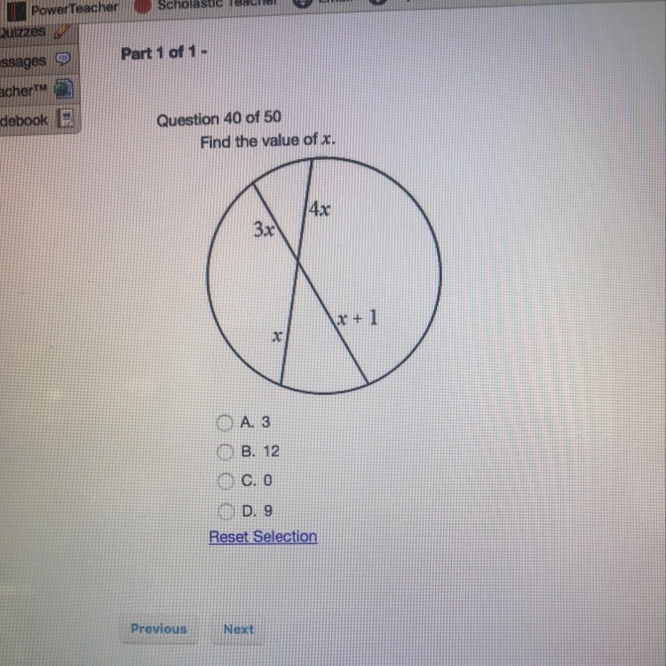 PLEASE HELP ASAP A 3 B 12 C 0 D 9-example-1