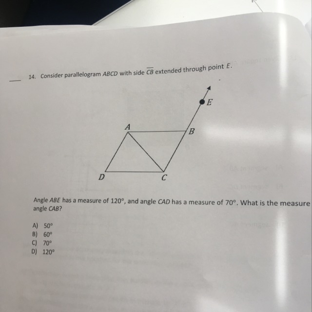 Consider parallelogram ABCD with side CB extended through point E-example-1