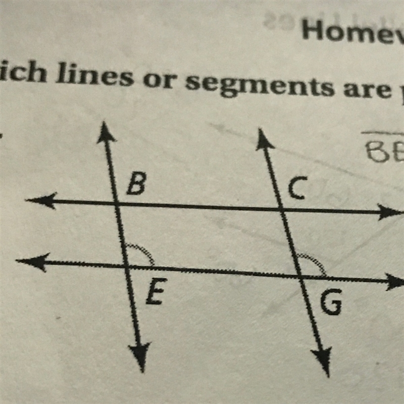 Which lines or segments are parallel? Justify your answer-example-1