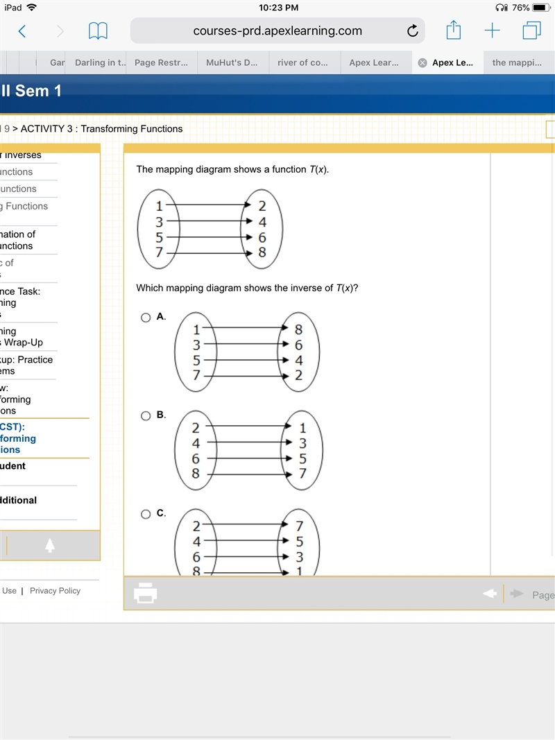 The mapping diagram shows a function T(x). Which mapping diagram shows the inverse-example-2