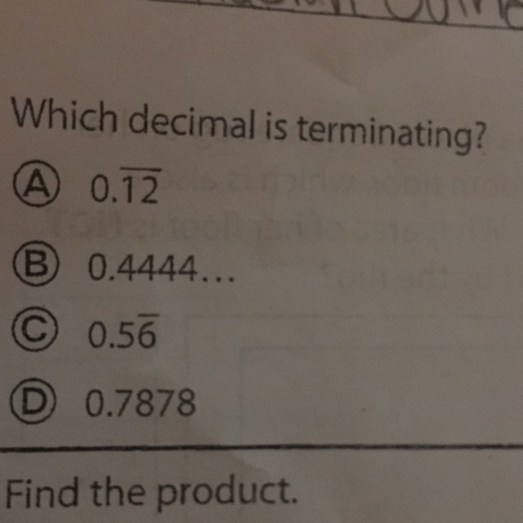 Which decimal is terminating?-example-1