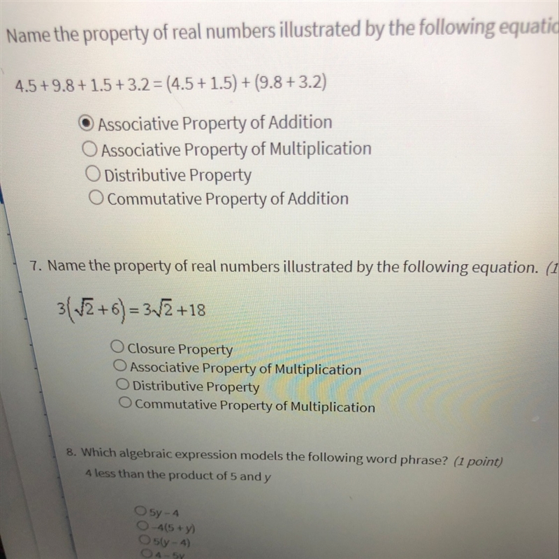 Name the property of real numbers illustrated by the following equation-example-1