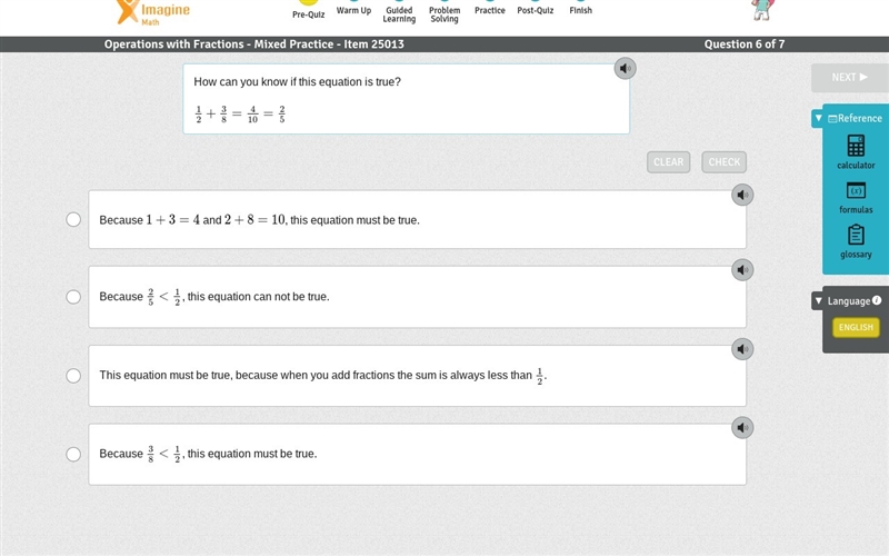 How can you know if this equation is true? 12+38=410=25-example-1