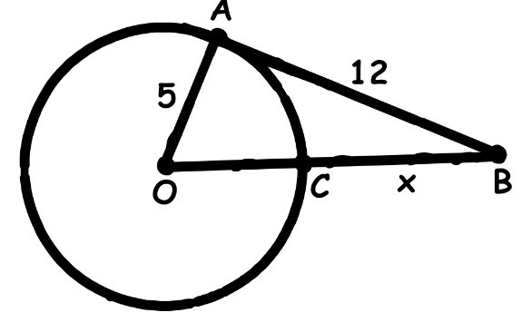 AO = 5 AB = 12 Find x-example-1