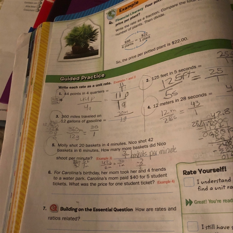 Question 7: How rates and ratios related? - we don’t do number 6. In my class we’re-example-1