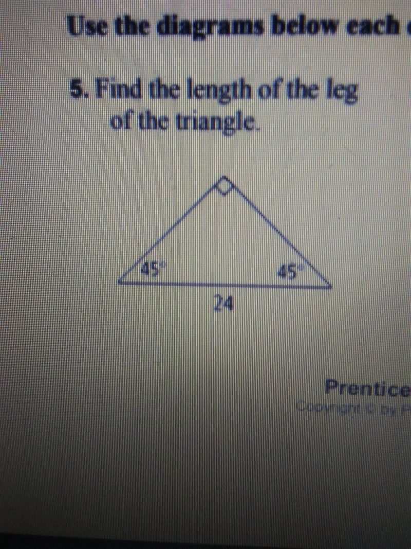 Find the length of the leg of the triangle-example-1