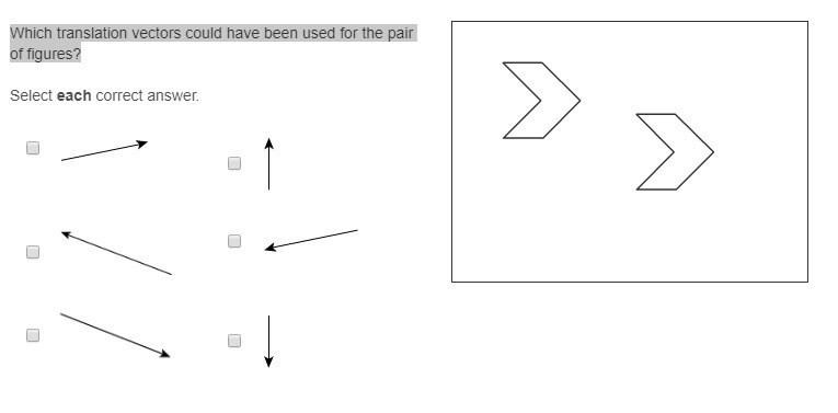 Which translation vectors could have been used for the pair of figures?-example-1